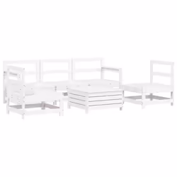 vidaXL Set Divani da Giardino 6 pz Bianco in Legno Massello di Pino - Vista aggiuntiva 2