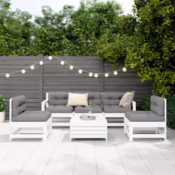 vidaXL Set Divani da Giardino 6 pz Bianco in Legno Massello di Pino - Vista aggiuntiva 3