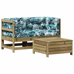 vidaXL Set Divani da Giardino 3pz con Cuscini Legno Impregnato di Pino - Vista aggiuntiva 2