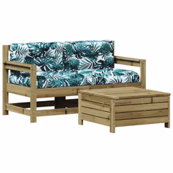 vidaXL Set Divani da Giardino 3pz con Cuscini Legno Impregnato di Pino - Vista aggiuntiva 2