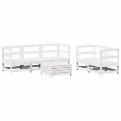 Set Divani da Giardino 6 pz Bianco in Legno Massello di Pinocod mxl 92815 - Vista aggiuntiva 2