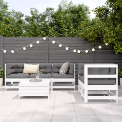 Set Divani da Giardino 6 pz Bianco in Legno Massello di Pinocod mxl 92815 - Vista aggiuntiva 3
