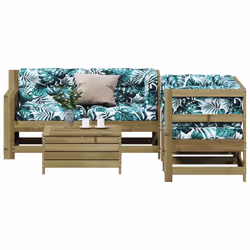 Set Divani da Giardino 5pz con Cuscini Legno Impregnato di Pinocod mxl 116301 - Vista aggiuntiva 3