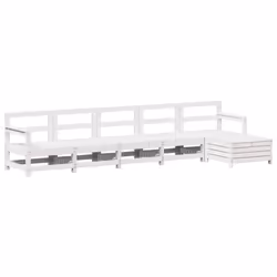 vidaXL Set Divani da Giardino 6 pz Bianco in Legno Massello di Pino - Vista aggiuntiva 2