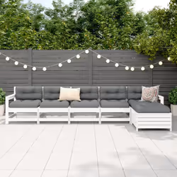 vidaXL Set Divani da Giardino 6 pz Bianco in Legno Massello di Pino - Vista aggiuntiva 3