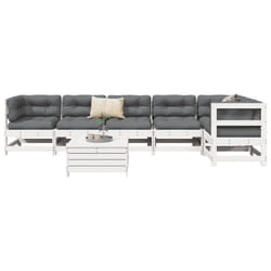 Set Divani da Giardino 7 pz Bianco in Legno Massello di Pinocod mxl 116998