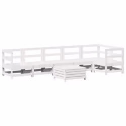 Set Divani da Giardino 7 pz Bianco in Legno Massello di Pinocod mxl 116998 - Vista aggiuntiva 2