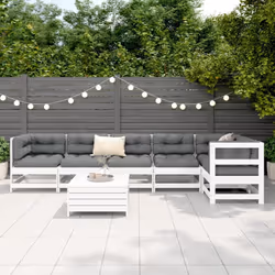 Set Divani da Giardino 7 pz Bianco in Legno Massello di Pinocod mxl 116998 - Vista aggiuntiva 3