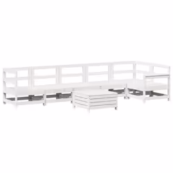 vidaXL Set Divani da Giardino 7 pz Bianco in Legno Massello di Pino - Vista aggiuntiva 2