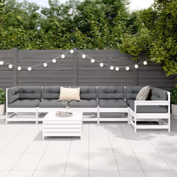 vidaXL Set Divani da Giardino 7 pz Bianco in Legno Massello di Pino - Vista aggiuntiva 3