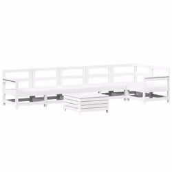 vidaXL Set Divani da Giardino 7 pz Bianco in Legno Massello di Pino - Vista aggiuntiva 2