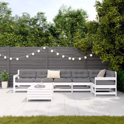 vidaXL Set Divani da Giardino 7 pz Bianco in Legno Massello di Pino - Vista aggiuntiva 3