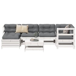 vidaXL Set Divani da Giardino 7 pz Bianco in Legno Massello di Pino