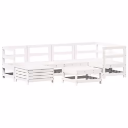 vidaXL Set Divani da Giardino 7 pz Bianco in Legno Massello di Pino - Vista aggiuntiva 2