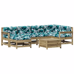 vidaXL Set Divani da Giardino 7pz con Cuscini Legno Impregnato di Pino - Vista aggiuntiva 2