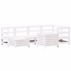 vidaXL Set Divani da Giardino 7 pz Bianco in Legno Massello di Pino - Vista aggiuntiva 2