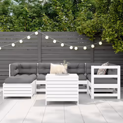 vidaXL Set Divani da Giardino 7 pz Bianco in Legno Massello di Pino - Vista aggiuntiva 3