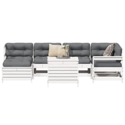 vidaXL Set Divani da Giardino 7 pz Bianco in Legno Massello di Pino