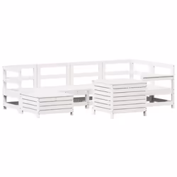 vidaXL Set Divani da Giardino 7 pz Bianco in Legno Massello di Pino - Vista aggiuntiva 2