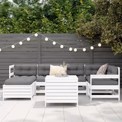 vidaXL Set Divani da Giardino 7 pz Bianco in Legno Massello di Pino - Vista aggiuntiva 3