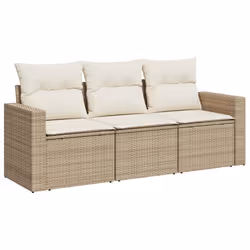 Set Divano da Giardino 3 pz con Cuscini Beige in Polyrattancod mxl 110966 - Vista aggiuntiva 2