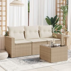Vidaxl - Set Divano da Giardino 4 pz con Cuscini Beige in Polyrattan