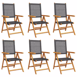 VidaXL 3214521, Terrazzo, Seduta imbottita, Legno di acacia, Rattan sintetico, Nero, 110 kg, 570 mm