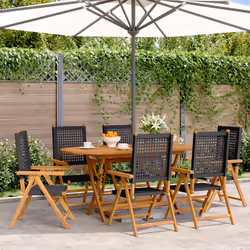 VidaXL 3214521 sedia da esterno Terrazzo Seduta imbottita Legno di acacia, Rattan sintetico Nero