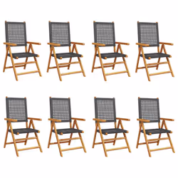 VidaXL 3214522, Terrazzo, Seduta imbottita, Legno di acacia, Rattan sintetico, Nero, 110 kg, 570 mm