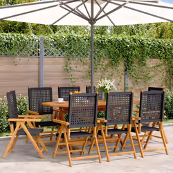 VidaXL 3214522 sedia da esterno Terrazzo Seduta imbottita Legno di acacia, Rattan sintetico Nero