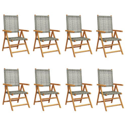 VidaXL 3214525 sedia da esterno Terrazzo Seduta imbottita Legno di acacia, Rattan sintetico Grigio