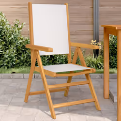 VidaXL 3214538 sedia da esterno Terrazzo Seduta imbottita Legno di acacia, Poliestere Crema, Bianco