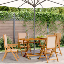 Sedie Giardino Reclinabili 4 pz Beige Tessuto e Legno Massello Vidaxl 902615