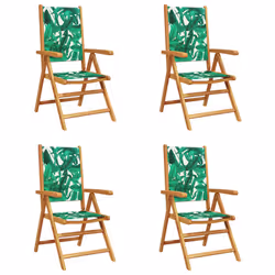 vidaXL Sedie Giardino Reclinabili 4 pz Verdi Tessuto e Legno Massello - Vista aggiuntiva 2
