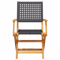 VidaXL 3214556 sedia da esterno Terrazzo Seduta imbottita Legno di acacia, Rattan sintetico Nero - Vista aggiuntiva 5