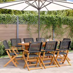VidaXL 3214558 sedia da esterno Terrazzo Seduta imbottita Legno di acacia, Rattan sintetico Nero