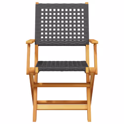 VidaXL 3214558 sedia da esterno Terrazzo Seduta imbottita Legno di acacia, Rattan sintetico Nero - Vista aggiuntiva 4