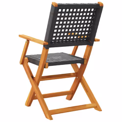 VidaXL 3214558 sedia da esterno Terrazzo Seduta imbottita Legno di acacia, Rattan sintetico Nero - Vista aggiuntiva 6