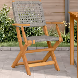VidaXL 3214559 sedia da esterno Terrazzo Seduta imbottita Legno di acacia, Rattan sintetico Grigio