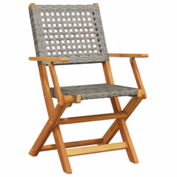 VidaXL 3214559 sedia da esterno Terrazzo Seduta imbottita Legno di acacia, Rattan sintetico Grigio - Vista aggiuntiva 4