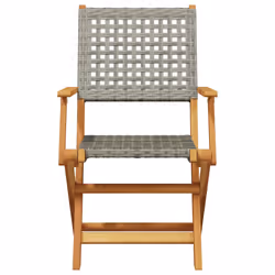 VidaXL 3214560 sedia da esterno Terrazzo Seduta imbottita Legno di acacia, Rattan sintetico Grigio - Vista aggiuntiva 4