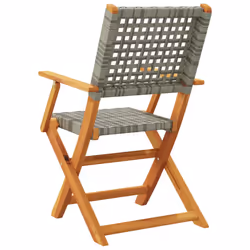 VidaXL 3214560 sedia da esterno Terrazzo Seduta imbottita Legno di acacia, Rattan sintetico Grigio - Vista aggiuntiva 6