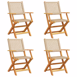 VidaXL 3214563, Terrazzo, Seduta imbottita, Legno di acacia, Rattan sintetico, Beige, 110 kg, 540 mm