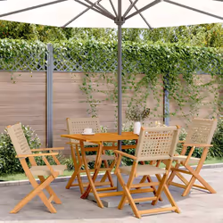 VidaXL 3214563 sedia da esterno Terrazzo Seduta imbottita Legno di acacia, Rattan sintetico Beige