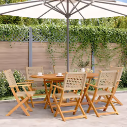 VidaXL 3214564 sedia da esterno Terrazzo Seduta imbottita Legno di acacia, Rattan sintetico Beige