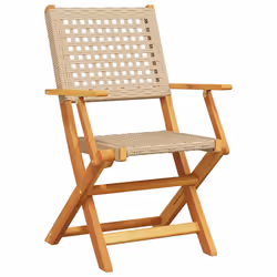 VidaXL 3214564 sedia da esterno Terrazzo Seduta imbottita Legno di acacia, Rattan sintetico Beige