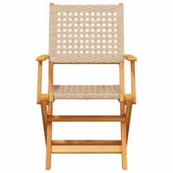 VidaXL 3214564 sedia da esterno Terrazzo Seduta imbottita Legno di acacia, Rattan sintetico Beige - Vista aggiuntiva 4