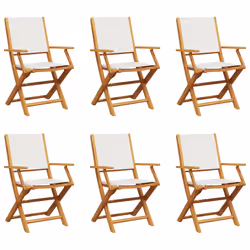 vidaXL Sedie da Giardino Pieghevoli 6pz Bianco Crema Tessuto e Legno - Vista aggiuntiva 2