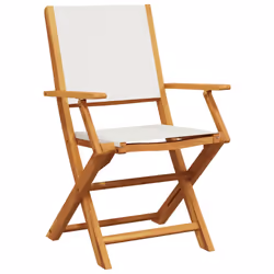 vidaXL Sedie da Giardino Pieghevoli 6pz Bianco Crema Tessuto e Legno - Vista aggiuntiva 3