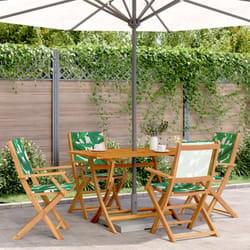 vidaXL Sedie da Giardino Pieghevoli 4pz Verde Tessuto e Legno Massello